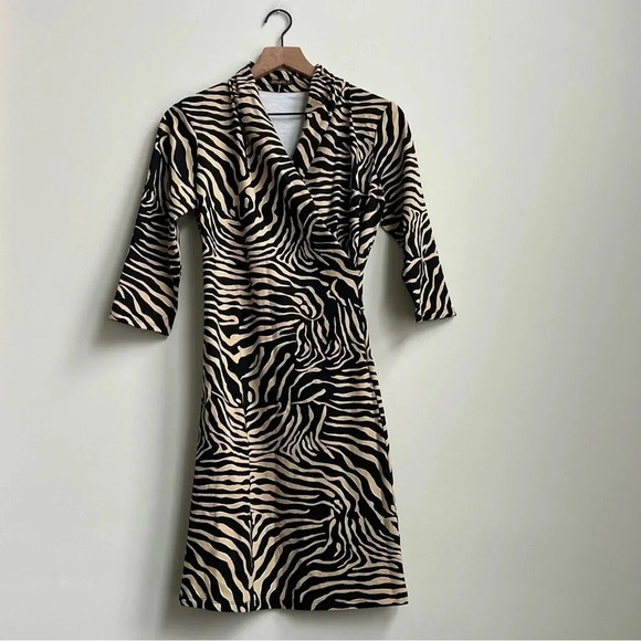 J MCLAUGHLIN 3/4 Sleeve Animal Print Catalina Cloth Panama Savannah DRESS Zebra - Picture 6 of 13